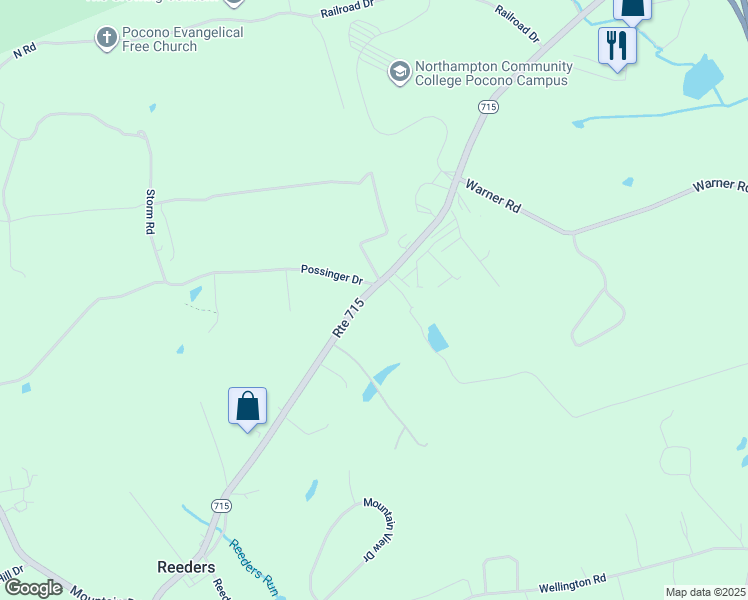 map of restaurants, bars, coffee shops, grocery stores, and more near 2328 Route 715 in Stroudsburg