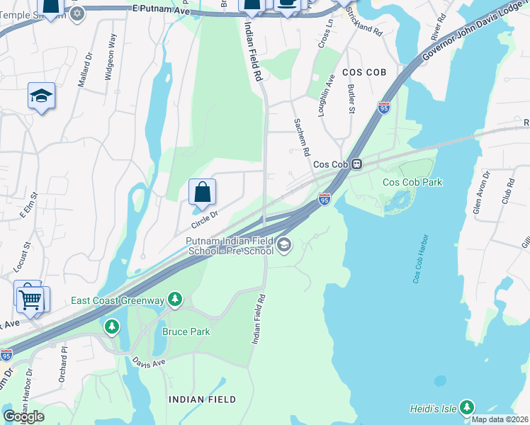 map of restaurants, bars, coffee shops, grocery stores, and more near 4 Sound Shore Drive in Greenwich