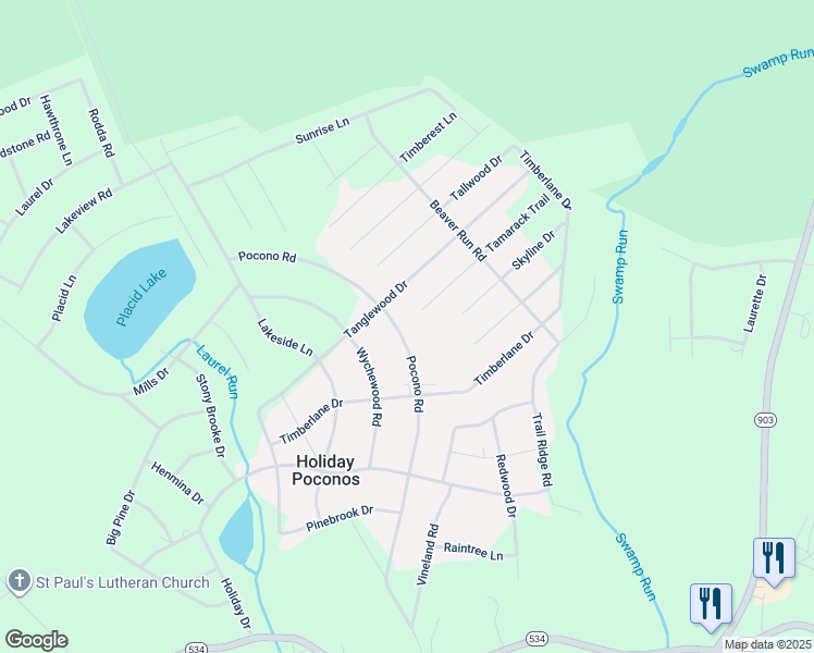 map of restaurants, bars, coffee shops, grocery stores, and more near 164 Pocono Road in Albrightsville