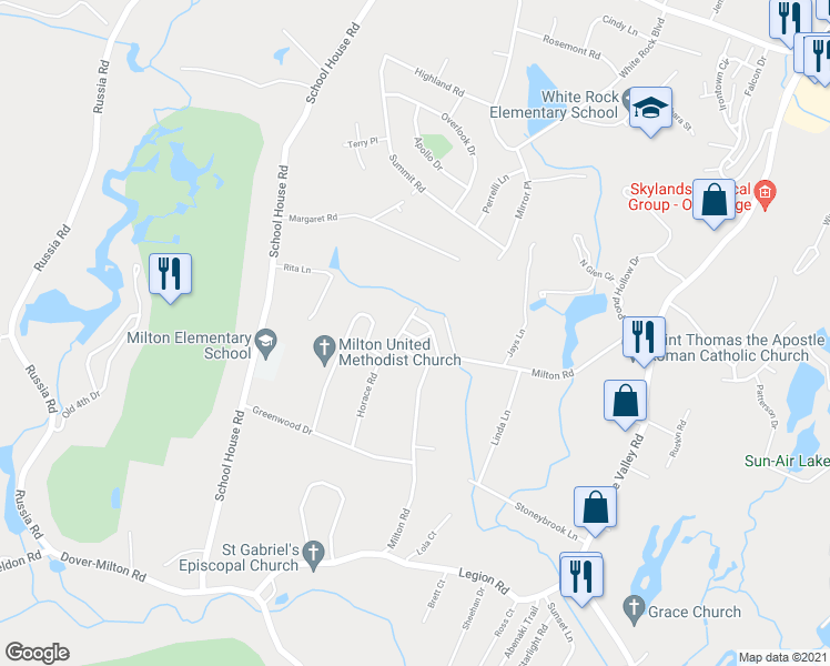 map of restaurants, bars, coffee shops, grocery stores, and more near 80 Milton Road in Jefferson