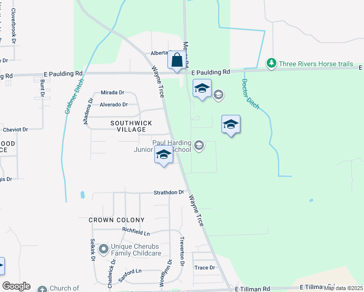 map of restaurants, bars, coffee shops, grocery stores, and more near 6401 Wayne Trace in Fort Wayne