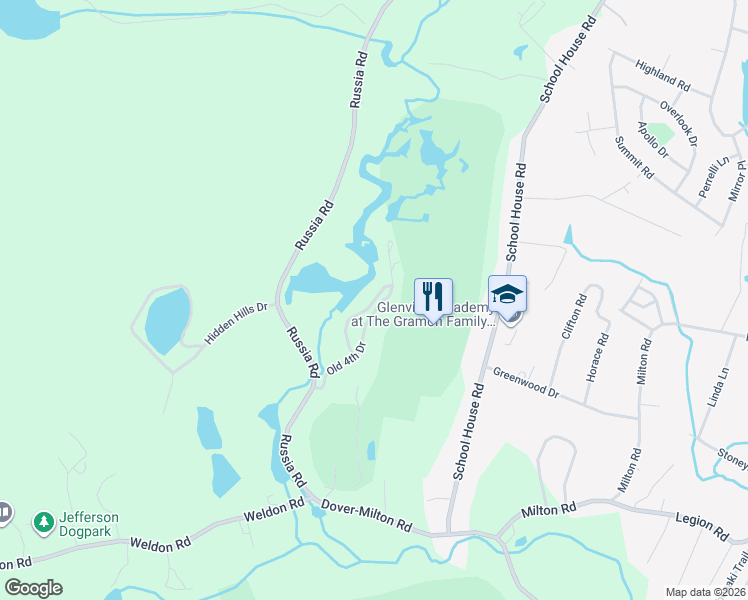 map of restaurants, bars, coffee shops, grocery stores, and more near 33 Stone Row Lane in Jefferson