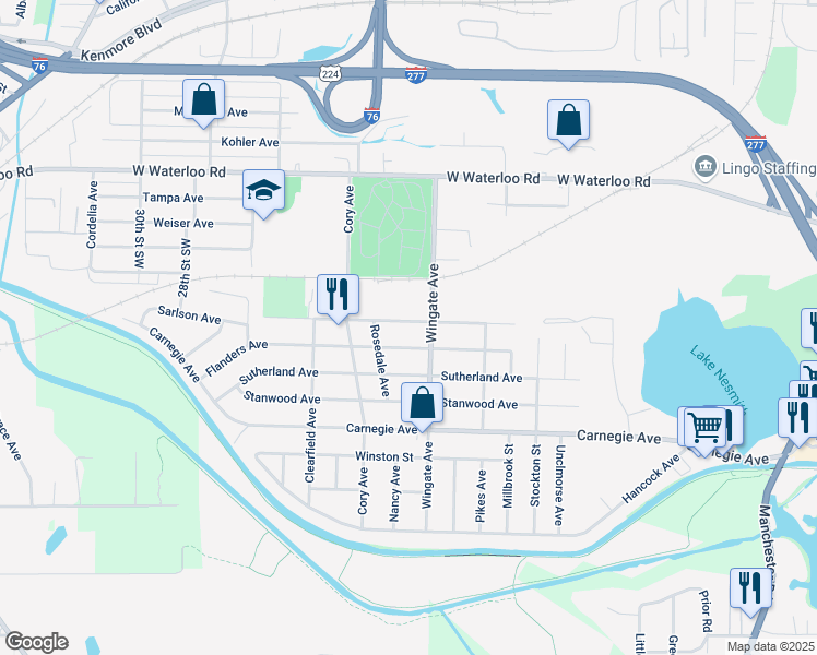 map of restaurants, bars, coffee shops, grocery stores, and more near 1006 Ivor Avenue in Akron