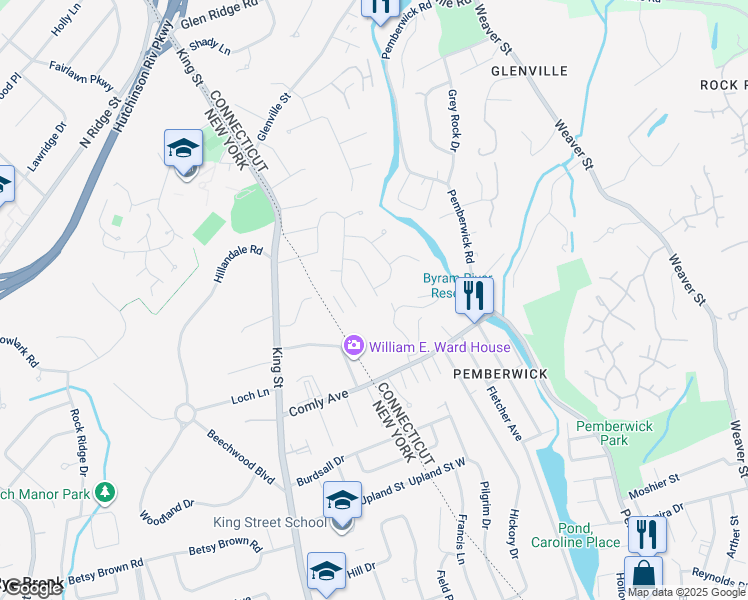 map of restaurants, bars, coffee shops, grocery stores, and more near 26 Essex Road in Greenwich