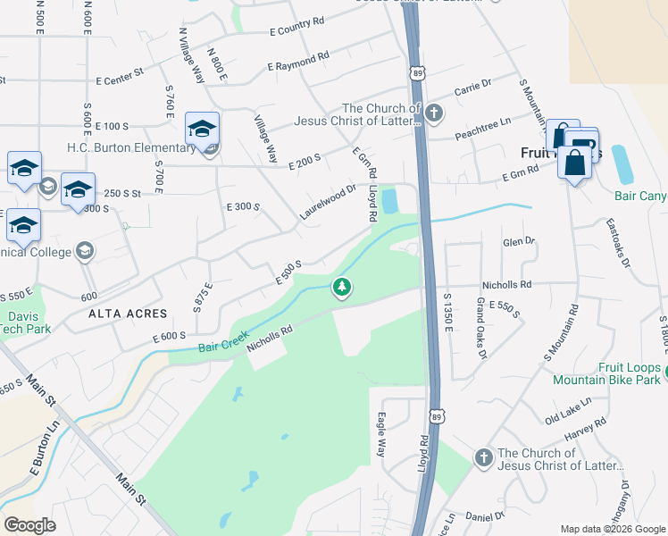 map of restaurants, bars, coffee shops, grocery stores, and more near 511 Brushy Ridge Way in Fruit Heights