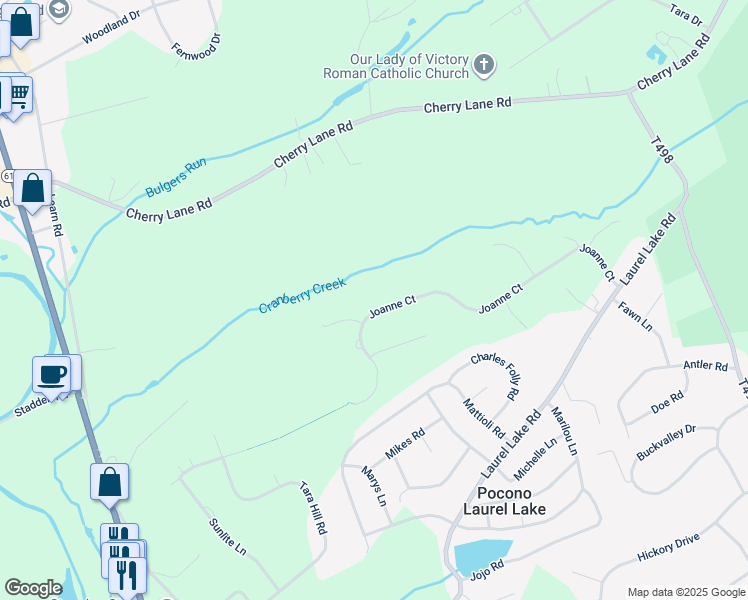 map of restaurants, bars, coffee shops, grocery stores, and more near 353 Joanne Court in Monroe County