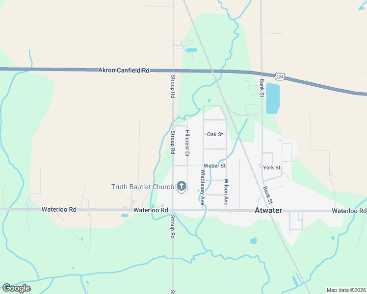 map of restaurants, bars, coffee shops, grocery stores, and more near 1463 Hillcrest Dr in Atwater