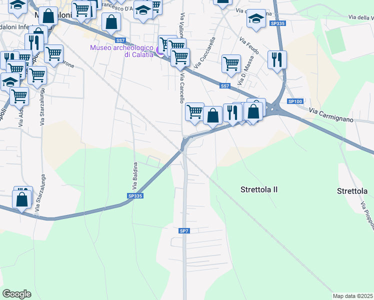 map of restaurants, bars, coffee shops, grocery stores, and more near 10 Via Cancello in Maddaloni