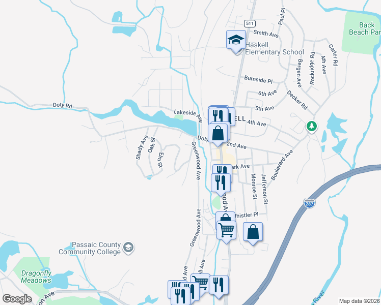 map of restaurants, bars, coffee shops, grocery stores, and more near 12 Greenwood Avenue in Wanaque