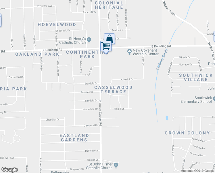 map of restaurants, bars, coffee shops, grocery stores, and more near 6218 Holgate Dr in Fort Wayne