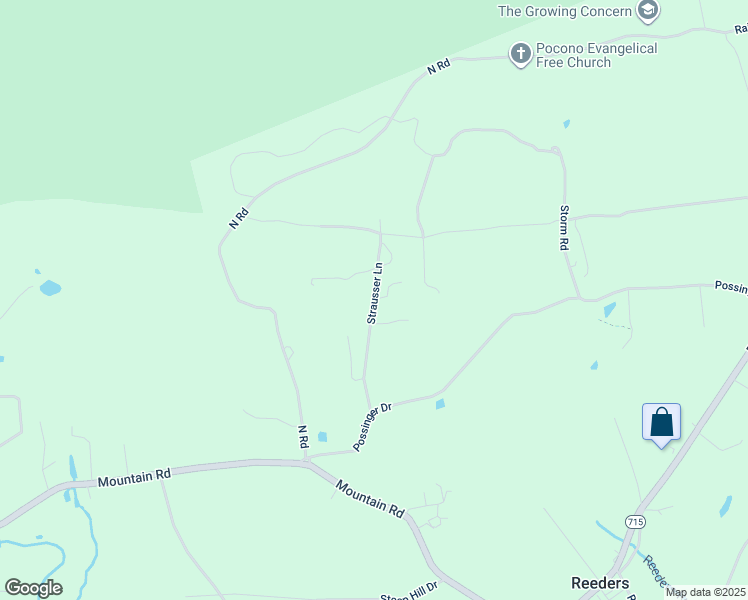 map of restaurants, bars, coffee shops, grocery stores, and more near Strausser Lane in Stroudsburg
