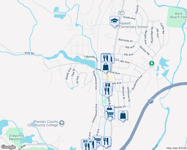 map of restaurants, bars, coffee shops, grocery stores, and more near 12 Greenwood Avenue in Wanaque