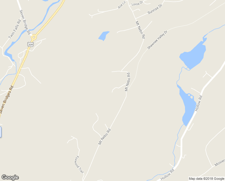 map of restaurants, bars, coffee shops, grocery stores, and more near Mount Nebo Road in East Stroudsburg