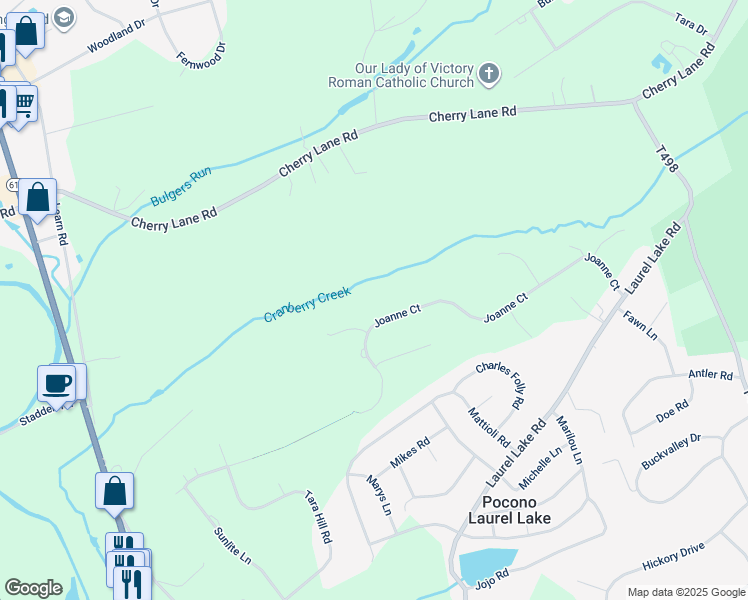 map of restaurants, bars, coffee shops, grocery stores, and more near 353 Joanne Court in Monroe County