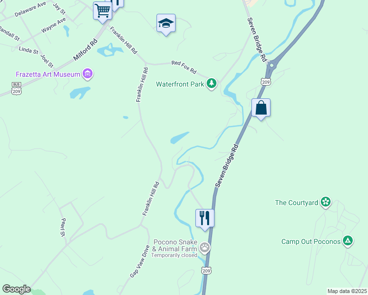 map of restaurants, bars, coffee shops, grocery stores, and more near 44 County Bridge Road in East Stroudsburg