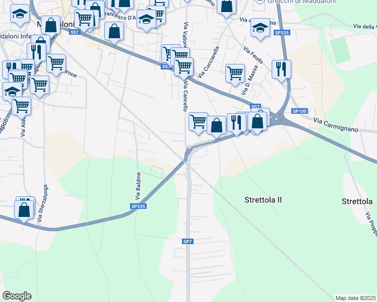 map of restaurants, bars, coffee shops, grocery stores, and more near in Maddaloni