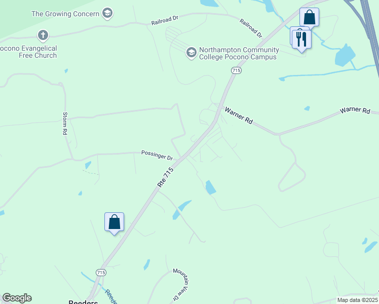 map of restaurants, bars, coffee shops, grocery stores, and more near in Reeders