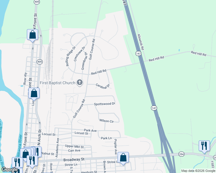 map of restaurants, bars, coffee shops, grocery stores, and more near 23 Cardinal Drive in Milton