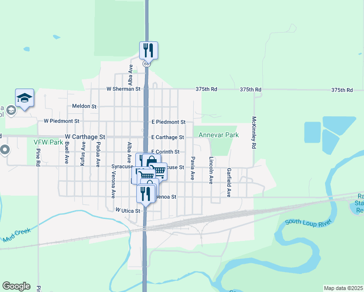 map of restaurants, bars, coffee shops, grocery stores, and more near 500-598 Sicily Ave in Ravenna