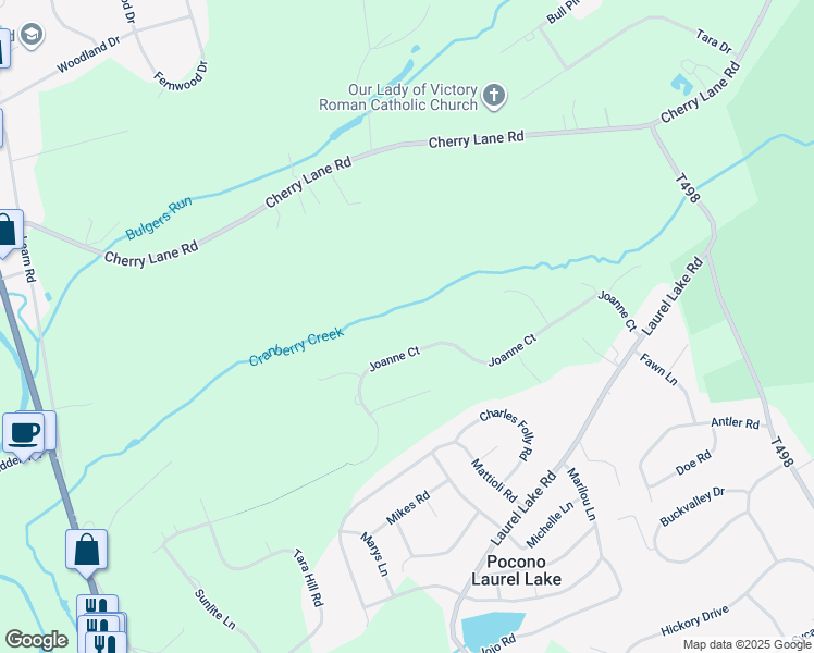 map of restaurants, bars, coffee shops, grocery stores, and more near 365 Joanne Court in Monroe County