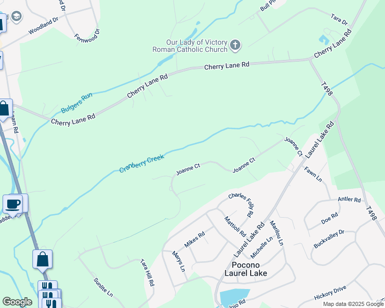 map of restaurants, bars, coffee shops, grocery stores, and more near 365 Joanne Court in Monroe County