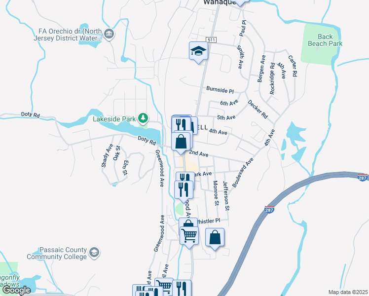 map of restaurants, bars, coffee shops, grocery stores, and more near 1083 Ringwood Avenue in Wanaque