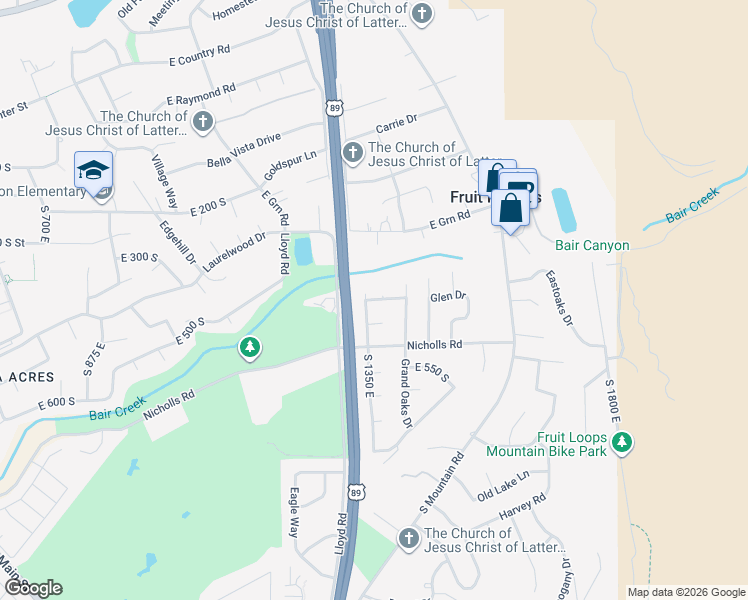 map of restaurants, bars, coffee shops, grocery stores, and more near 1367 E Golden Cir Dr S in Fruit Heights