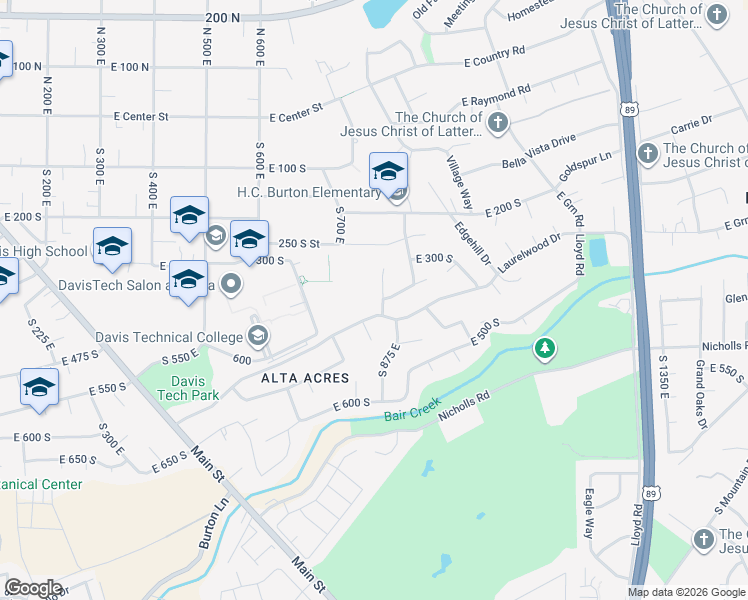 map of restaurants, bars, coffee shops, grocery stores, and more near 321 South 850 East in Kaysville