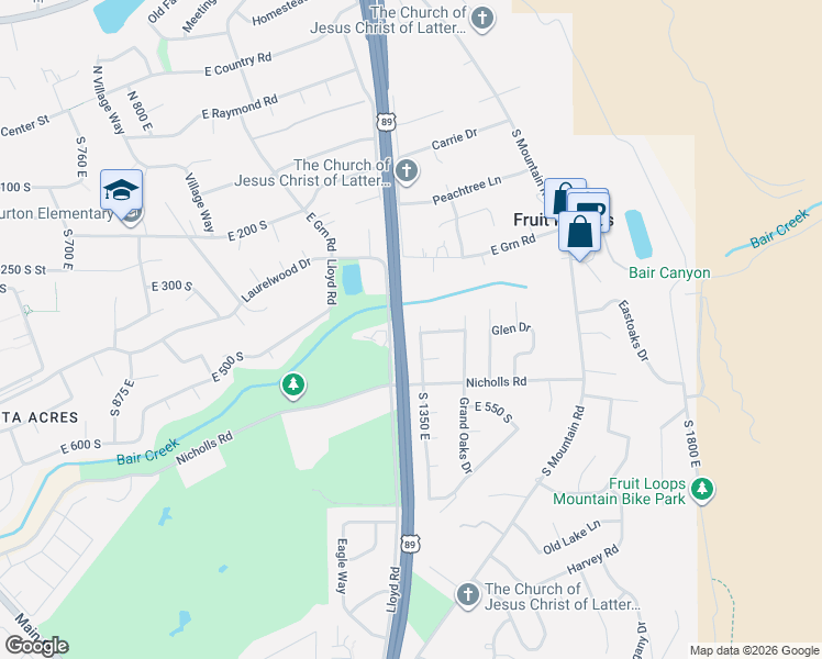 map of restaurants, bars, coffee shops, grocery stores, and more near 388 South 1350 East in Fruit Heights