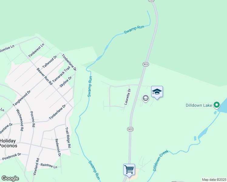 map of restaurants, bars, coffee shops, grocery stores, and more near 43 Jonathan Point Drive in Albrightsville