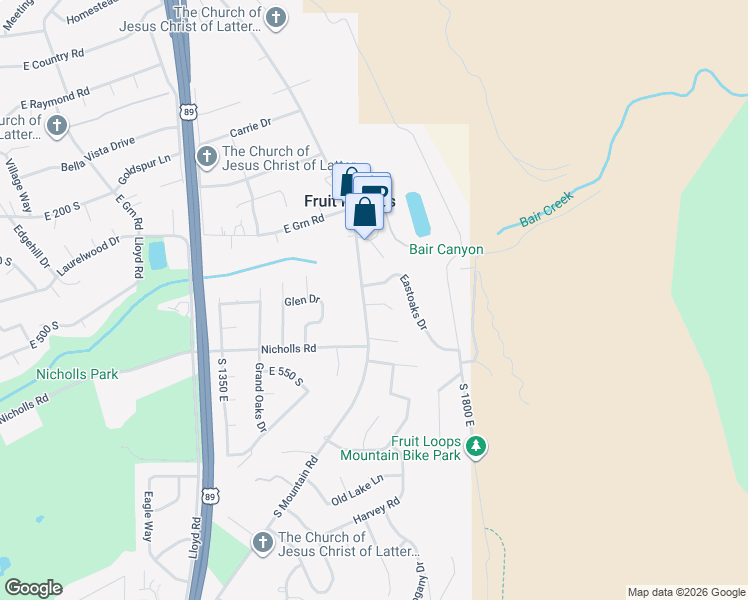 map of restaurants, bars, coffee shops, grocery stores, and more near 351 South Mountain Road in Fruit Heights