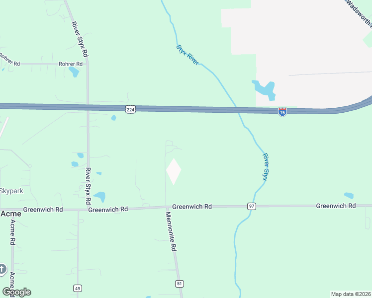 map of restaurants, bars, coffee shops, grocery stores, and more near 2625 Greenwich Road in Wadsworth