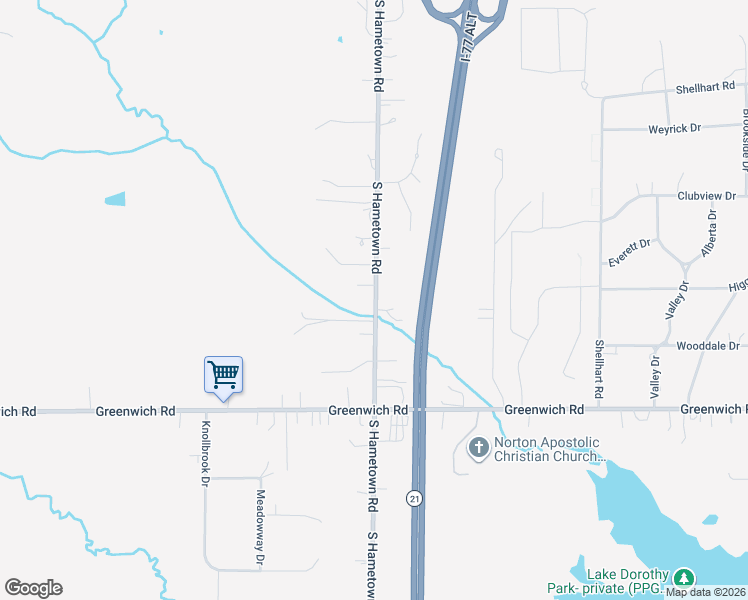 map of restaurants, bars, coffee shops, grocery stores, and more near 3888 South Hametown Road in Norton
