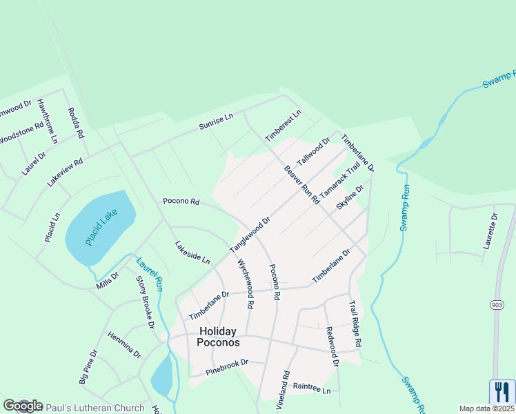 map of restaurants, bars, coffee shops, grocery stores, and more near 77 Tallwood Drive in Lake Harmony