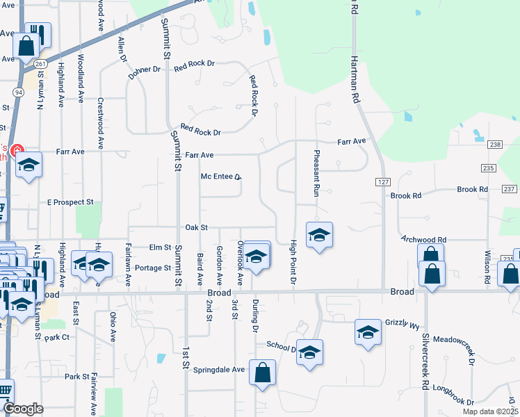 map of restaurants, bars, coffee shops, grocery stores, and more near 254 Tanglewood Trail in Wadsworth