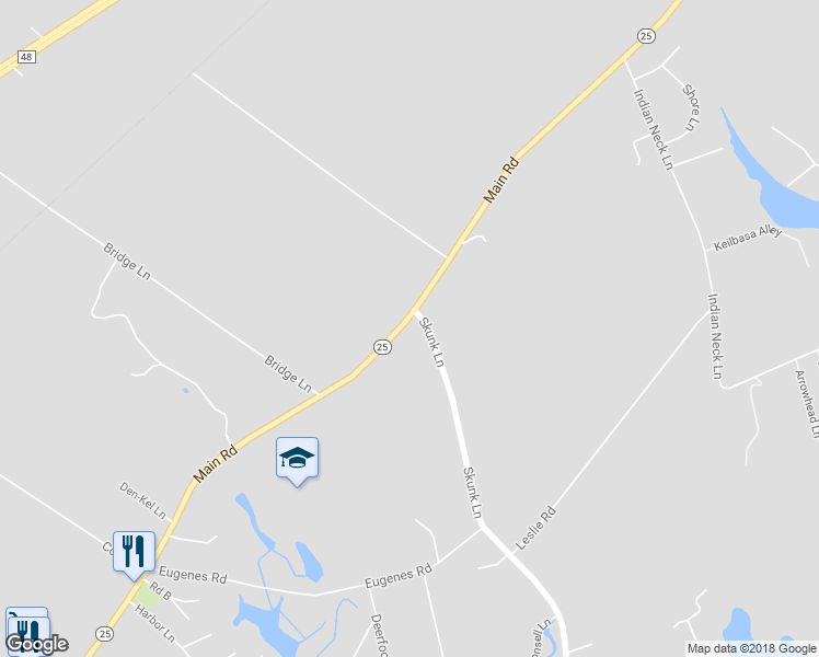 map of restaurants, bars, coffee shops, grocery stores, and more near 36860 Main Road in Cutchogue