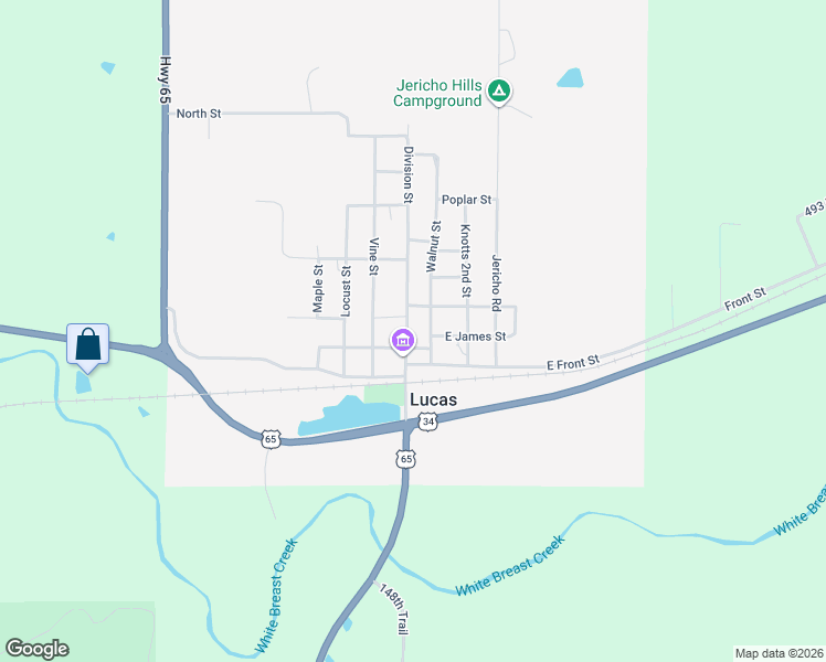 map of restaurants, bars, coffee shops, grocery stores, and more near 201 Division Street in Lucas