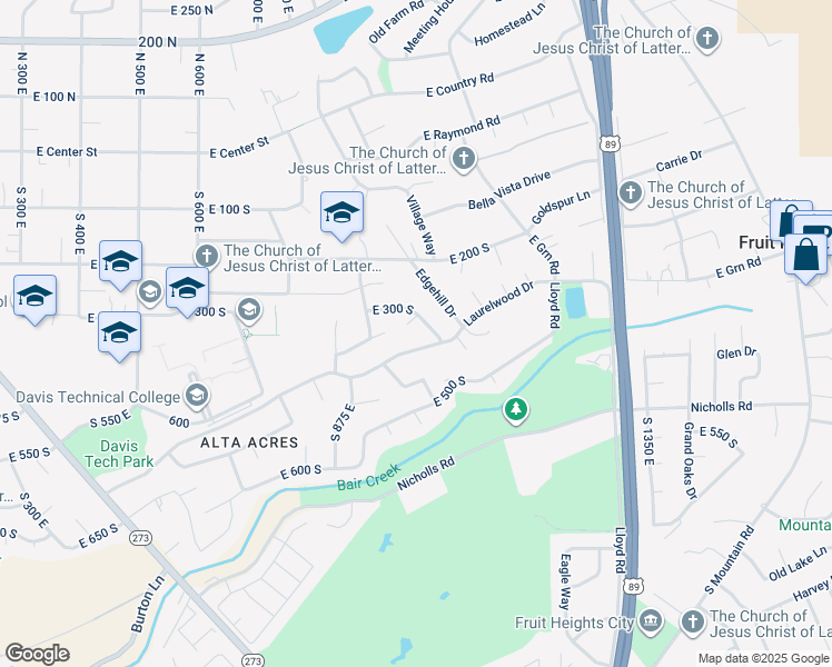 map of restaurants, bars, coffee shops, grocery stores, and more near 982 E 325 S in Kaysville