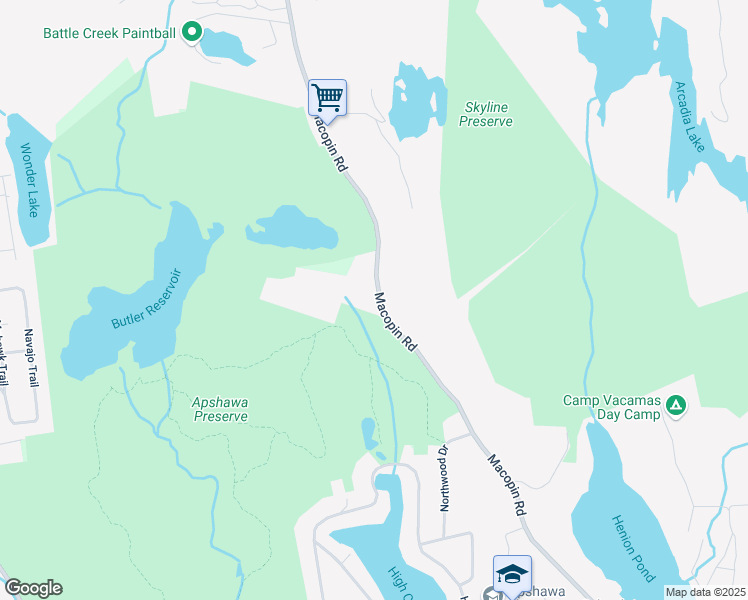 map of restaurants, bars, coffee shops, grocery stores, and more near 485 Macopin Road in West Milford