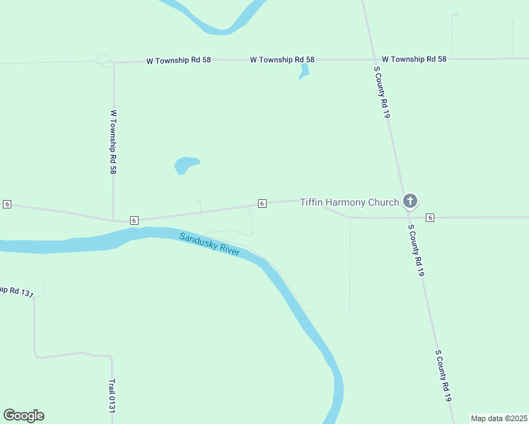map of restaurants, bars, coffee shops, grocery stores, and more near 1260 County Road 6 in Tiffin