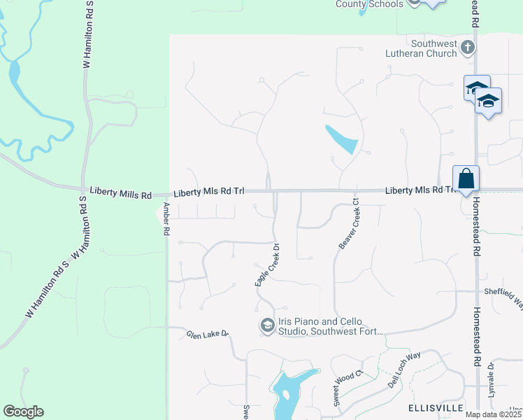 map of restaurants, bars, coffee shops, grocery stores, and more near 11924 Eagle Creek Cove in Fort Wayne