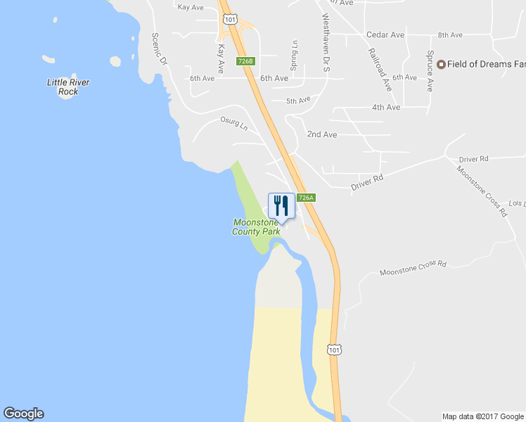 map of restaurants, bars, coffee shops, grocery stores, and more near 186-198 Moonstone Beach Rd in Trinidad