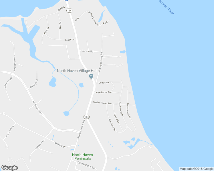 map of restaurants, bars, coffee shops, grocery stores, and more near 12 Cedar Avenue in Sag Harbor