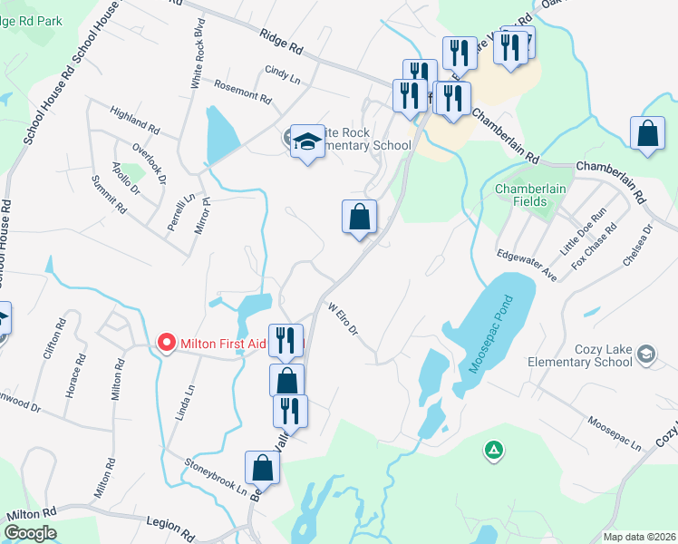 map of restaurants, bars, coffee shops, grocery stores, and more near 5659 Berk Valley Road in Jefferson