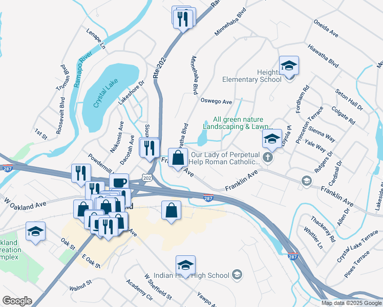 map of restaurants, bars, coffee shops, grocery stores, and more near in Oakland