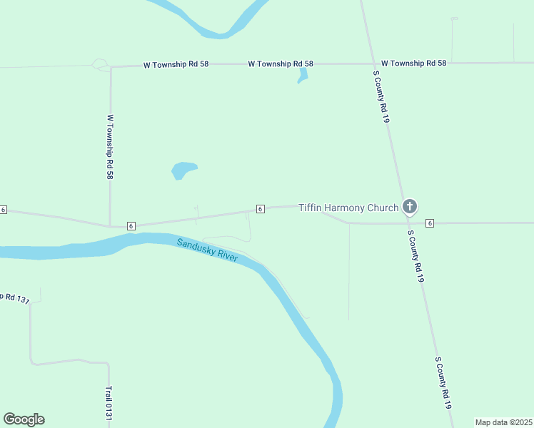 map of restaurants, bars, coffee shops, grocery stores, and more near 1260 County Road 6 in Tiffin