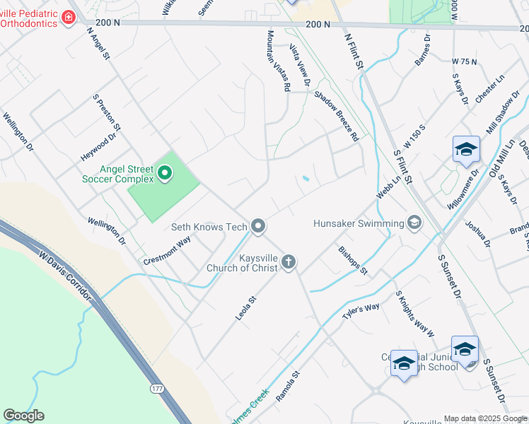 map of restaurants, bars, coffee shops, grocery stores, and more near 1456 Willow Brook Lane in Kaysville