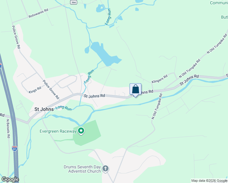 map of restaurants, bars, coffee shops, grocery stores, and more near 875-881 St Johns Rd in Luzerne