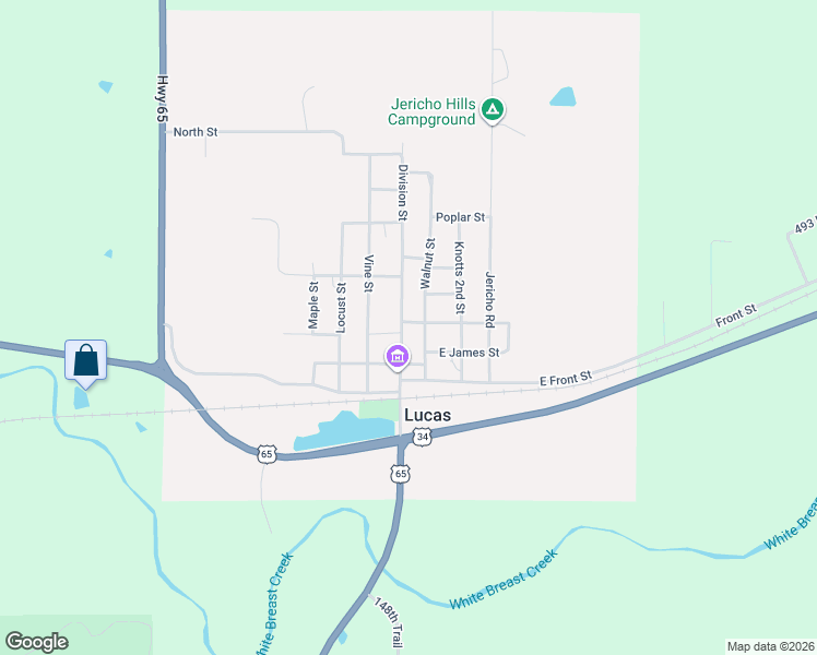 map of restaurants, bars, coffee shops, grocery stores, and more near 201 Division Street in Lucas