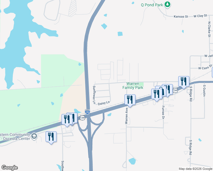 map of restaurants, bars, coffee shops, grocery stores, and more near 1814 Truman Road in Osceola